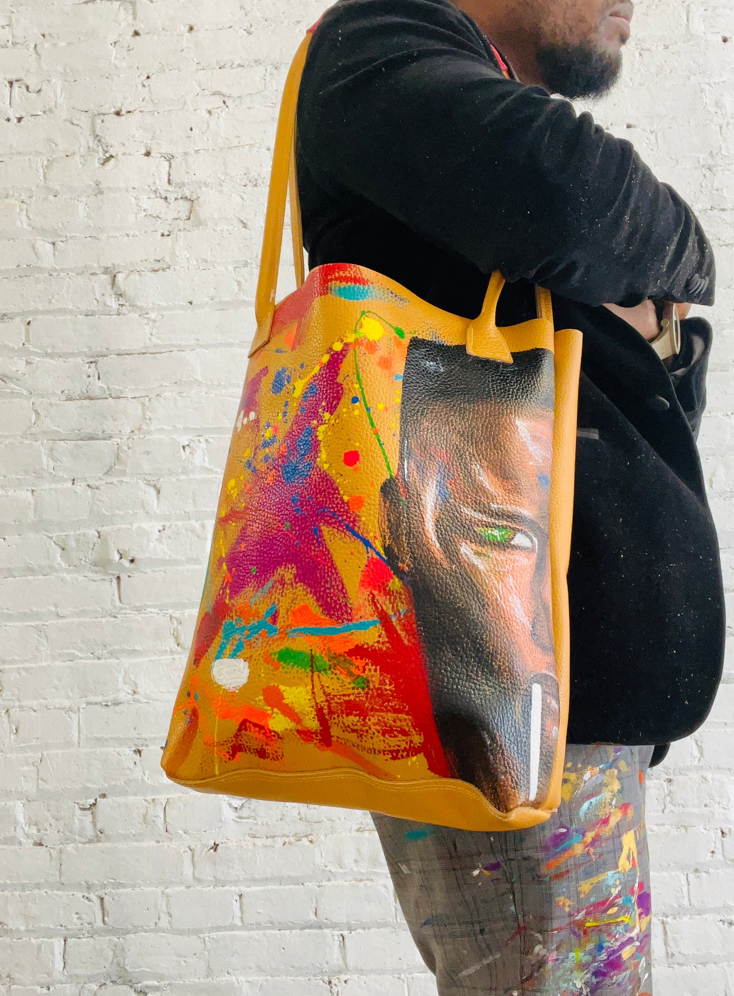 Ms Jones Handmade Painted Leather Tote-Alexander Boyce Studios