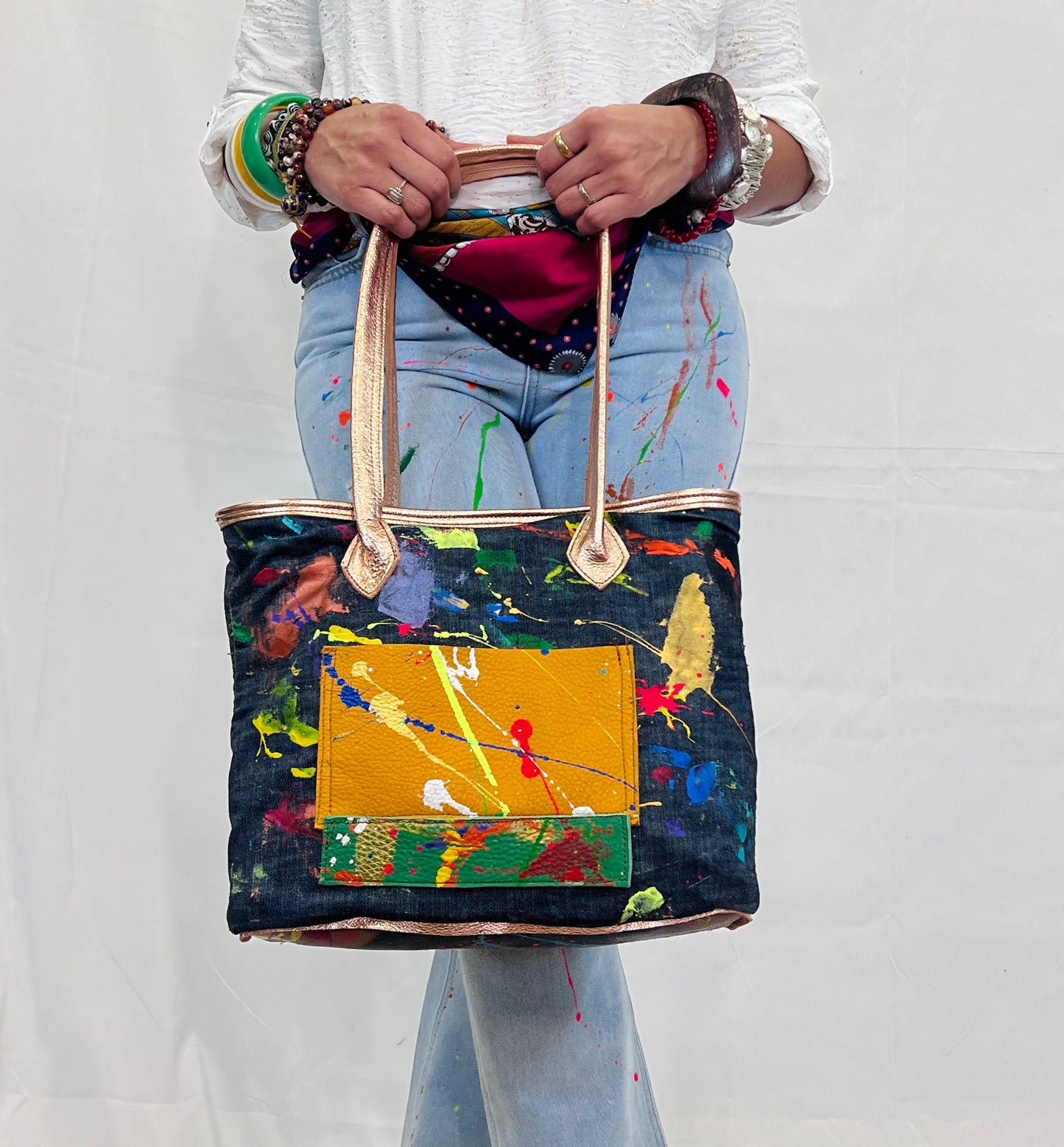 Denim Elephant Bucket Tote-Alexander Boyce Studios