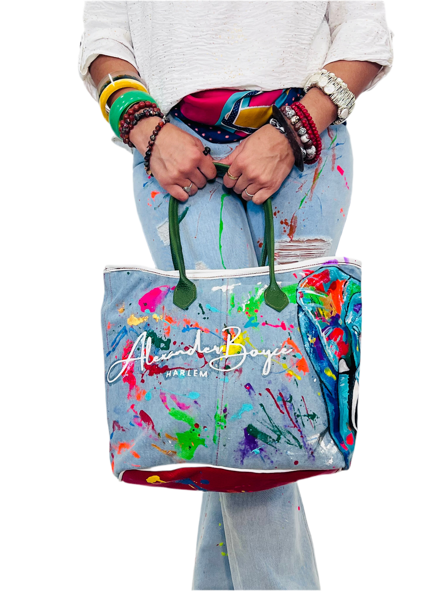 Denim Elephant Bucket Tote