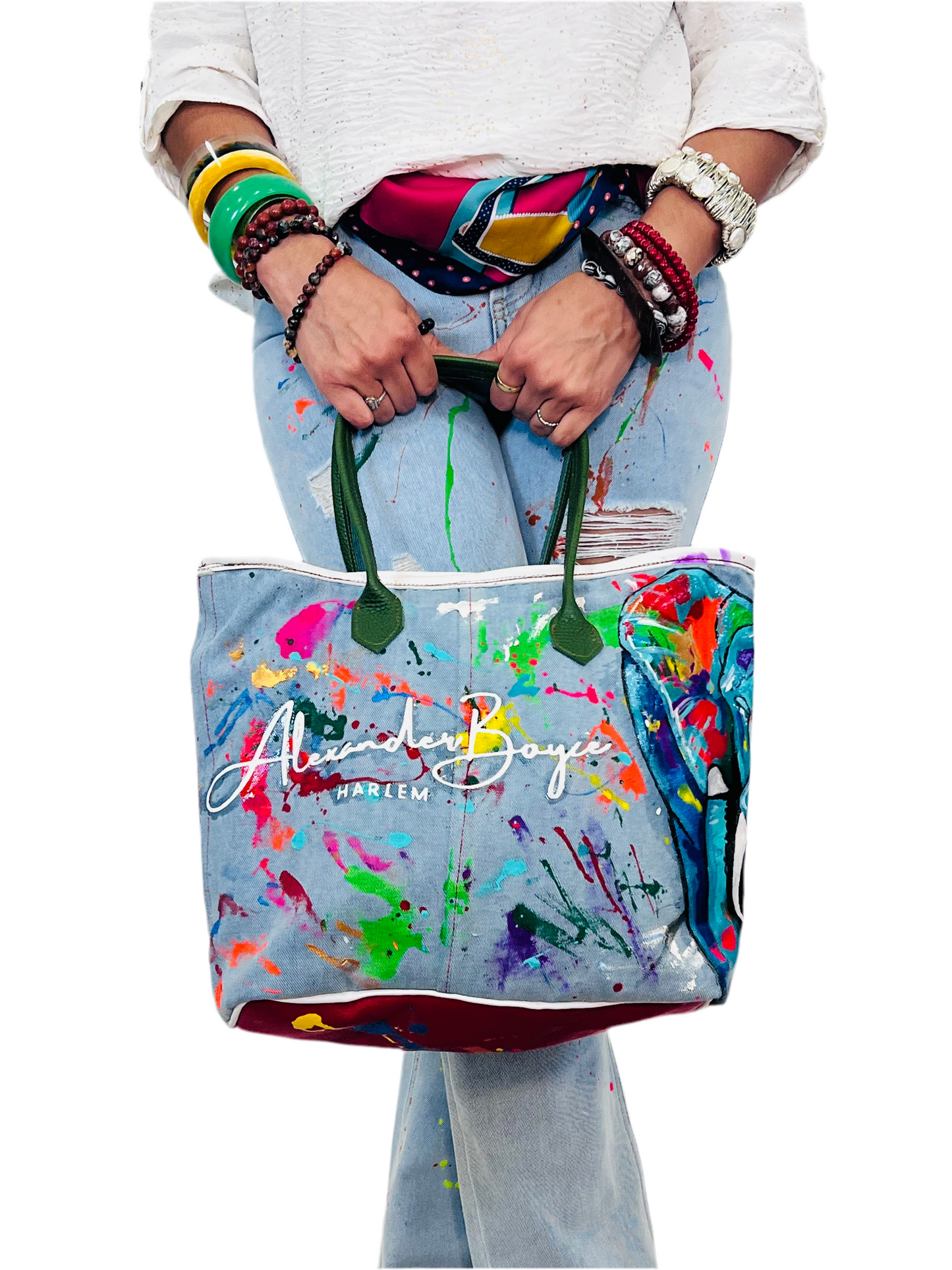 Denim Elephant Bucket Tote