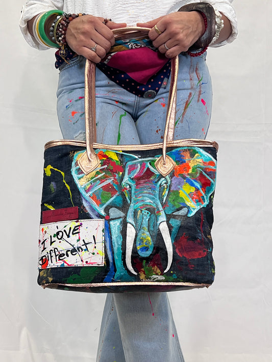 Denim Elephant Bucket Tote-Alexander Boyce Studios