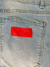 Load image into Gallery viewer, Painted Jeans with leather patches,