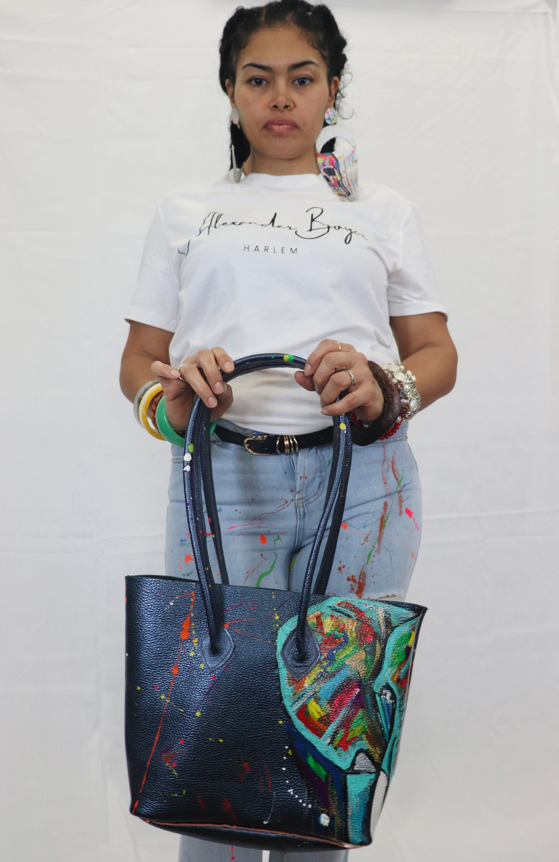 Metalic Blue Elephant Bucket tote-Alexander Boyce Studios