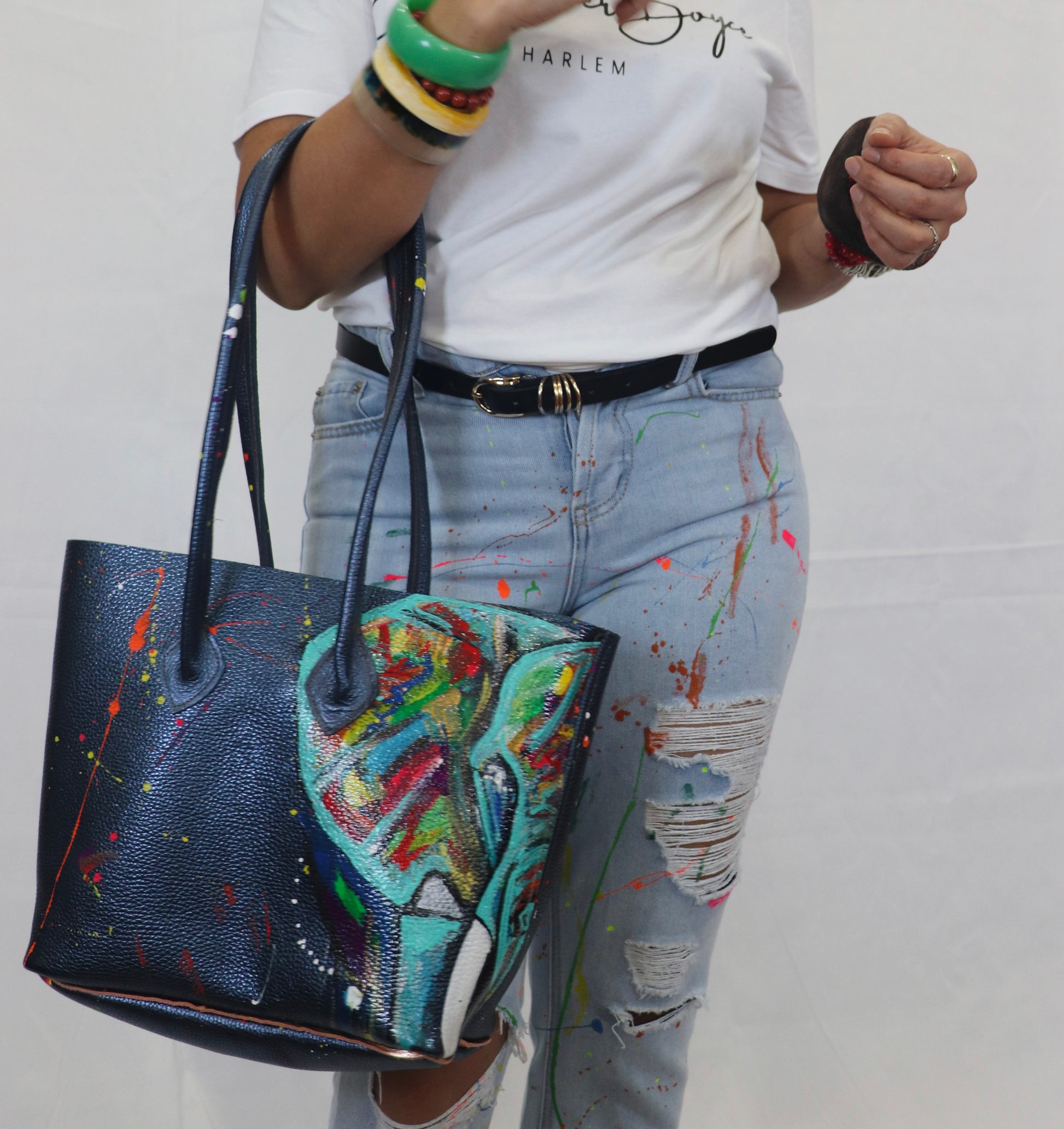 Metalic Blue Elephant Bucket tote-Alexander Boyce Studios