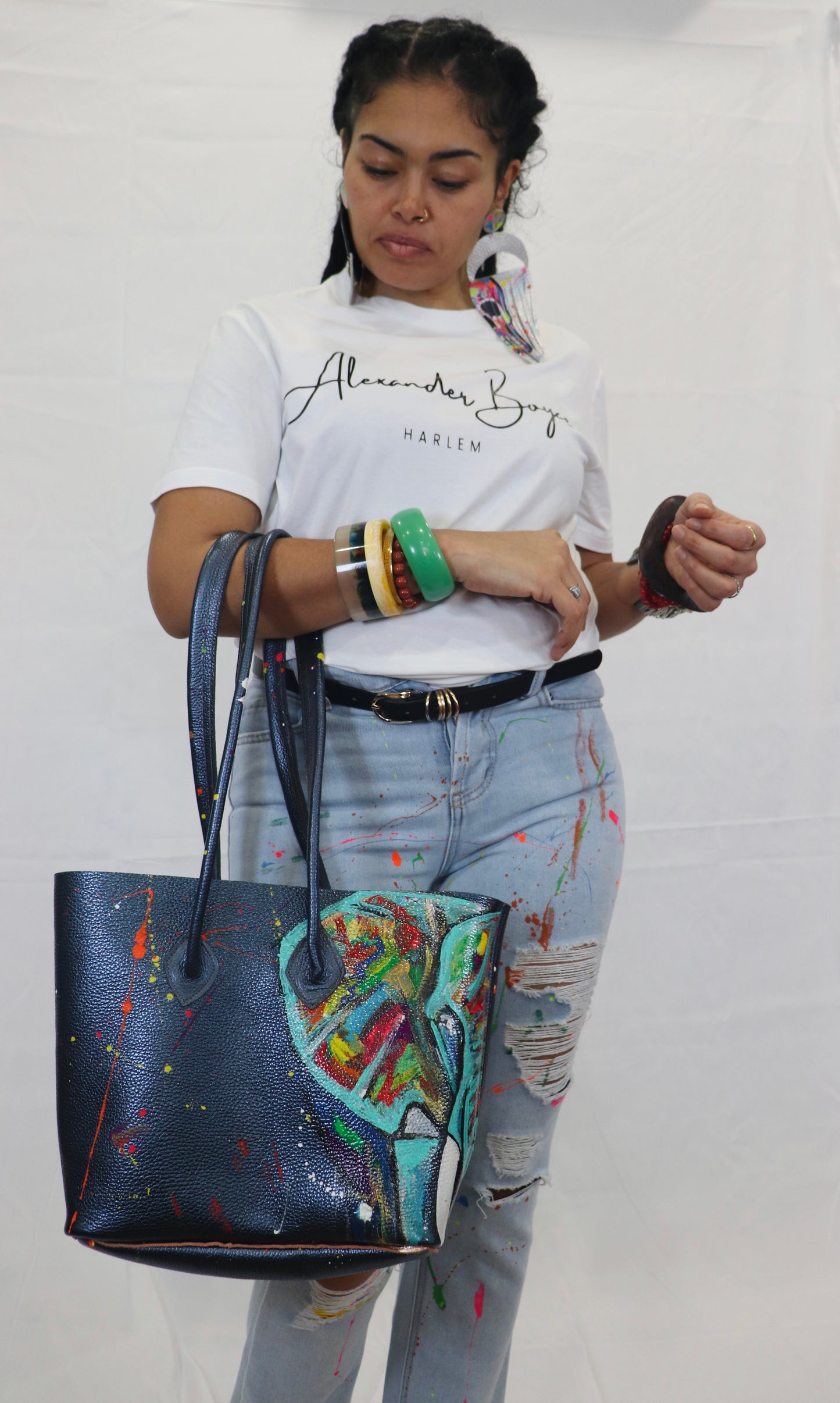 Metalic Blue Elephant Bucket tote-Alexander Boyce Studios