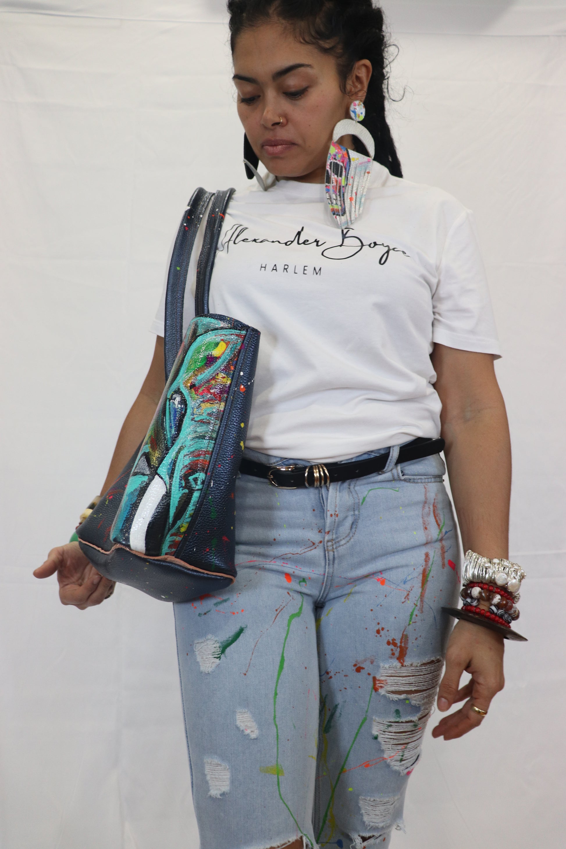 Metalic Blue Elephant Bucket tote-Alexander Boyce Studios
