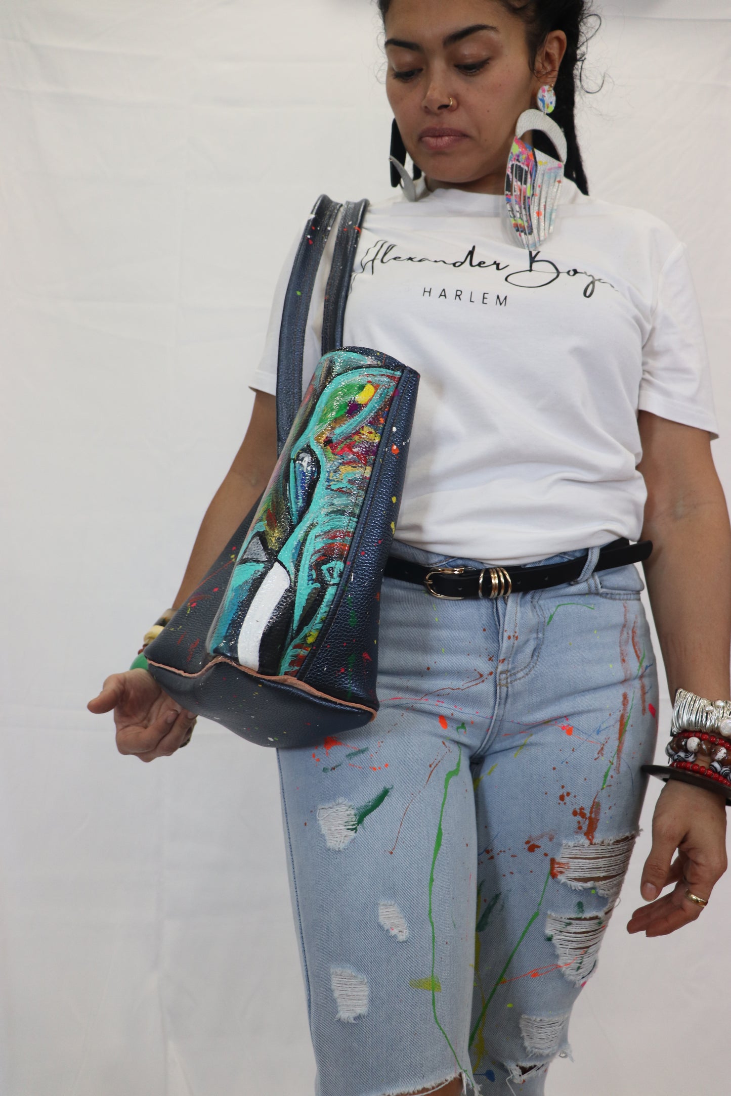 Metalic Blue Elephant Bucket tote-Alexander Boyce Studios