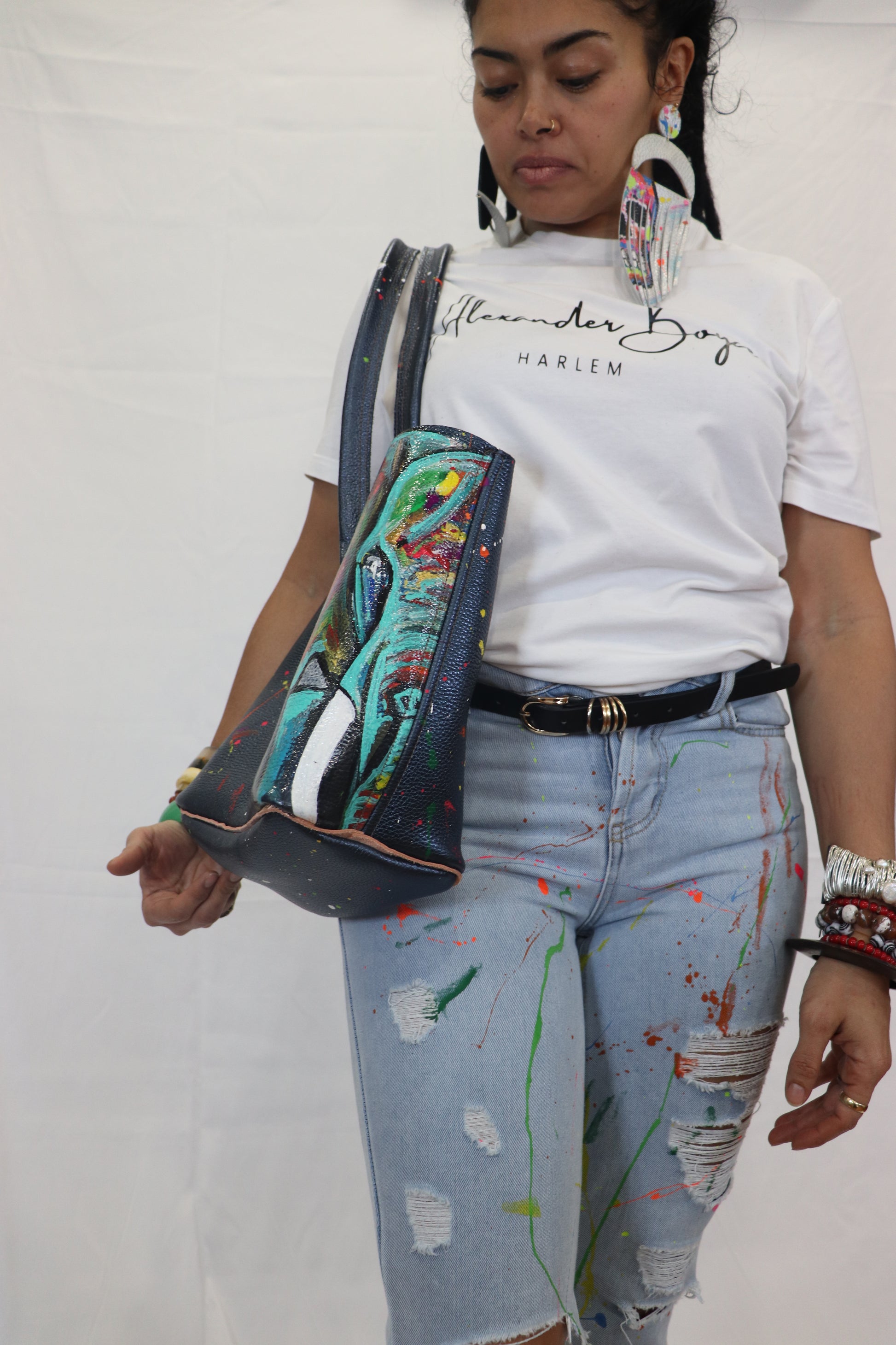 Metalic Blue Elephant Bucket tote-Alexander Boyce Studios