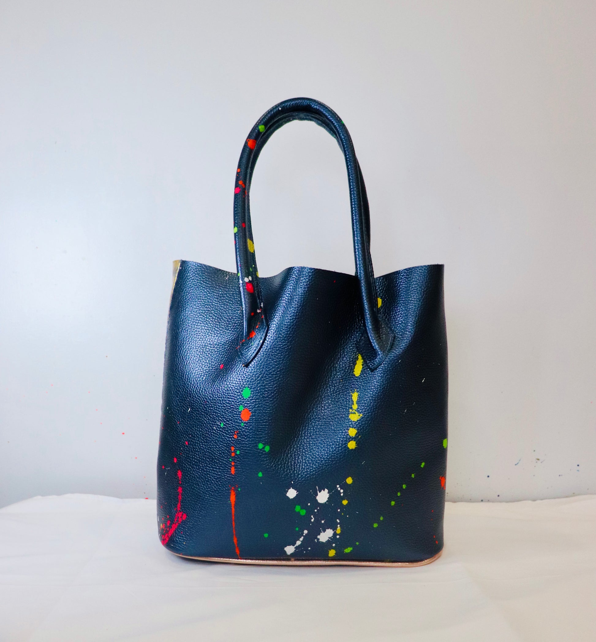 Metalic Blue Lion Bucket Tote-Alexander Boyce Studios
