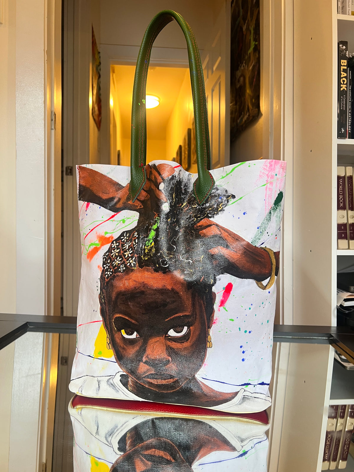 Good Hair Canvas / Leather Tote One of One
