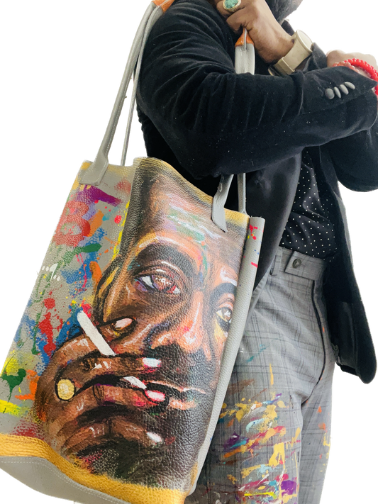 Mr Baldwin Handmade/ Painted leather tote-Alexander Boyce Studios