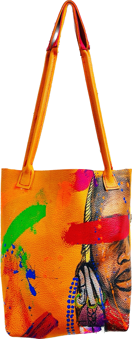 Beauty Hand Painted Leather Tote