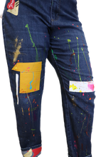 Load image into Gallery viewer, Alexander Boyce painted jeans w/ leather patches