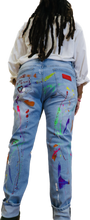 Load image into Gallery viewer, Painted Jeans with leather patches,