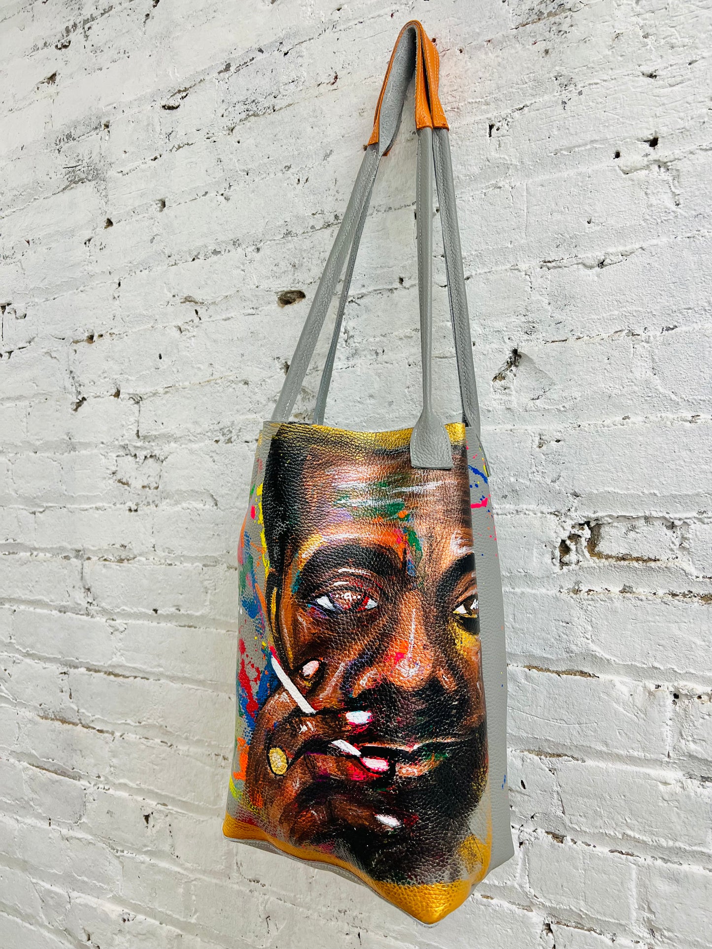 Mr Baldwin Handmade/ Painted leather tote-Alexander Boyce Studios
