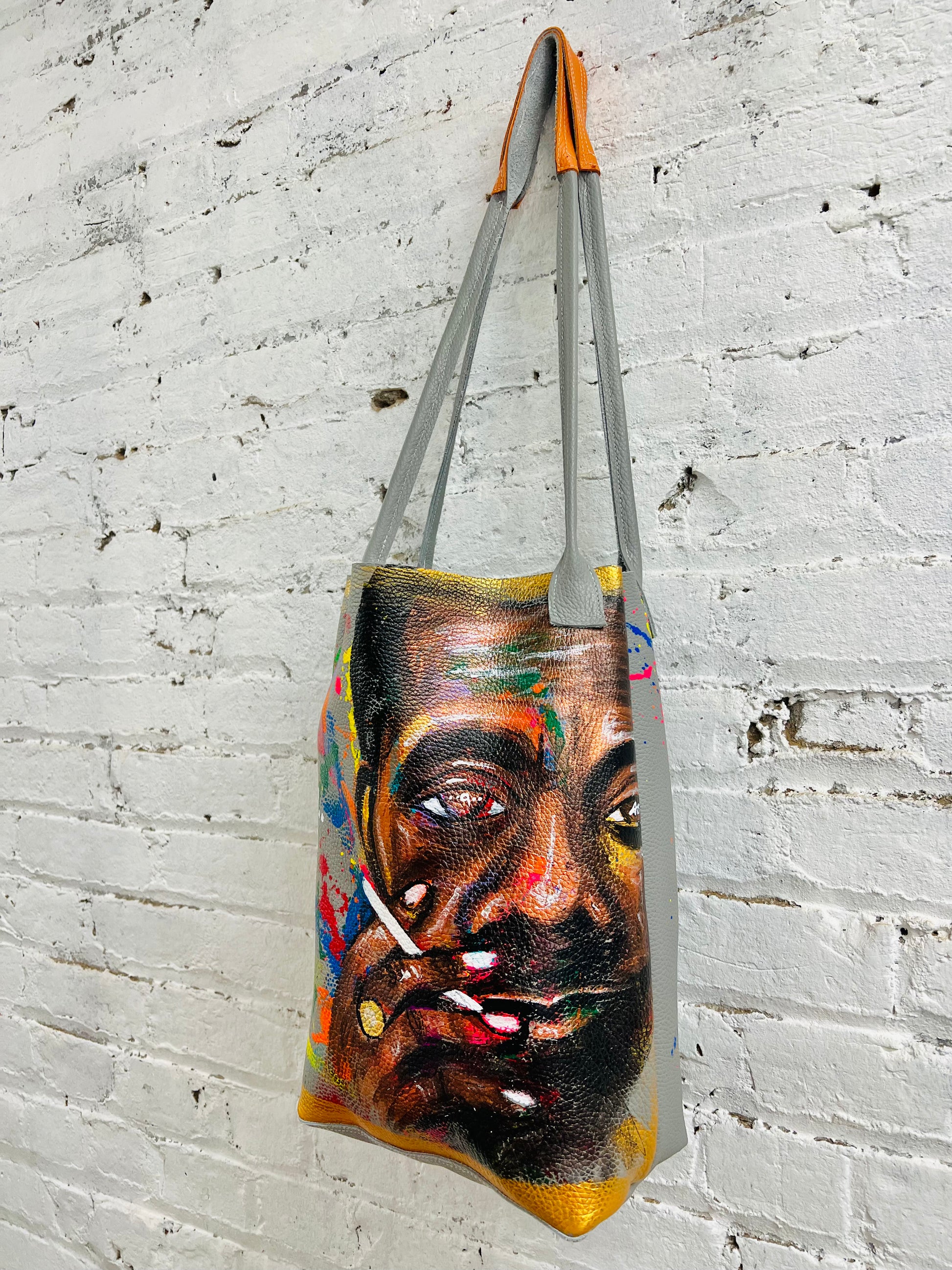 Mr Baldwin Handmade/ Painted leather tote-Alexander Boyce Studios