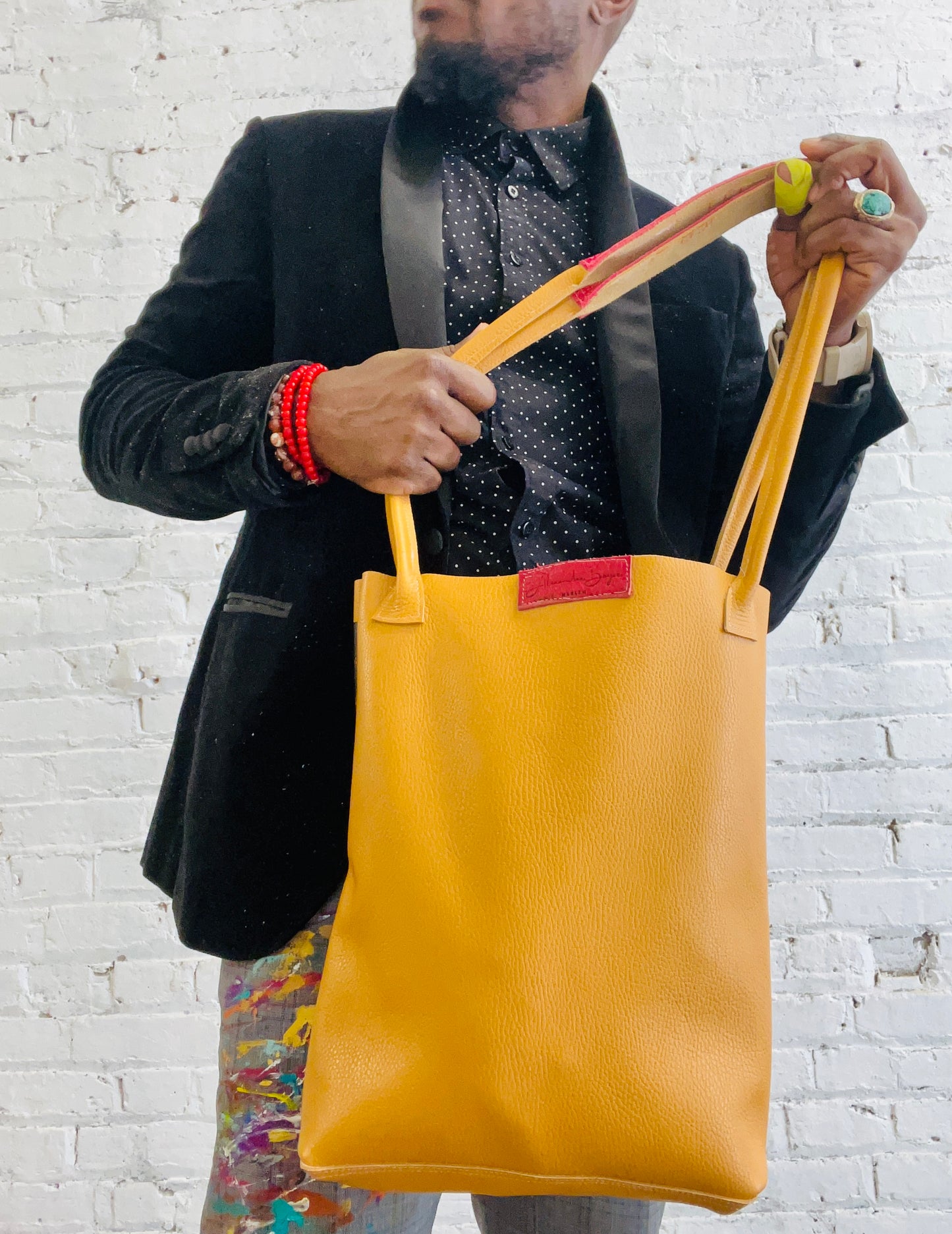 Ms Jones Handmade Painted Leather Tote-Alexander Boyce Studios