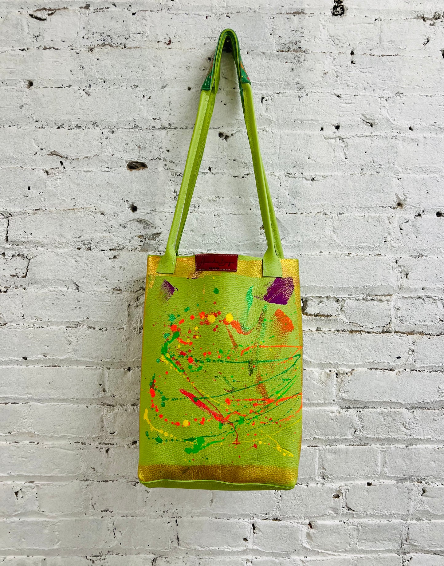 Pistachio Elephant handmade Leather tote-Alexander Boyce Studios