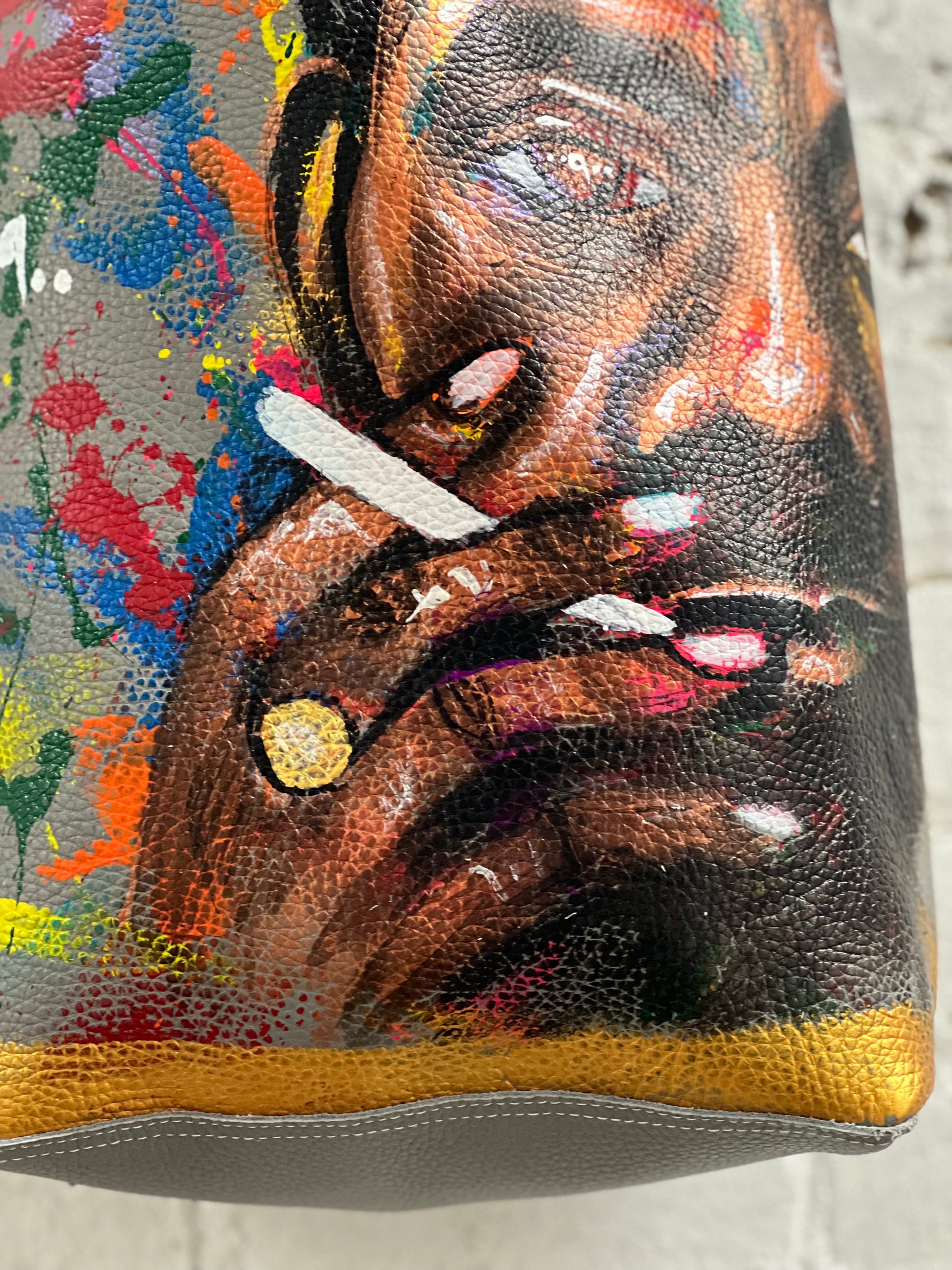 Mr Baldwin Handmade/ Painted leather tote-Alexander Boyce Studios