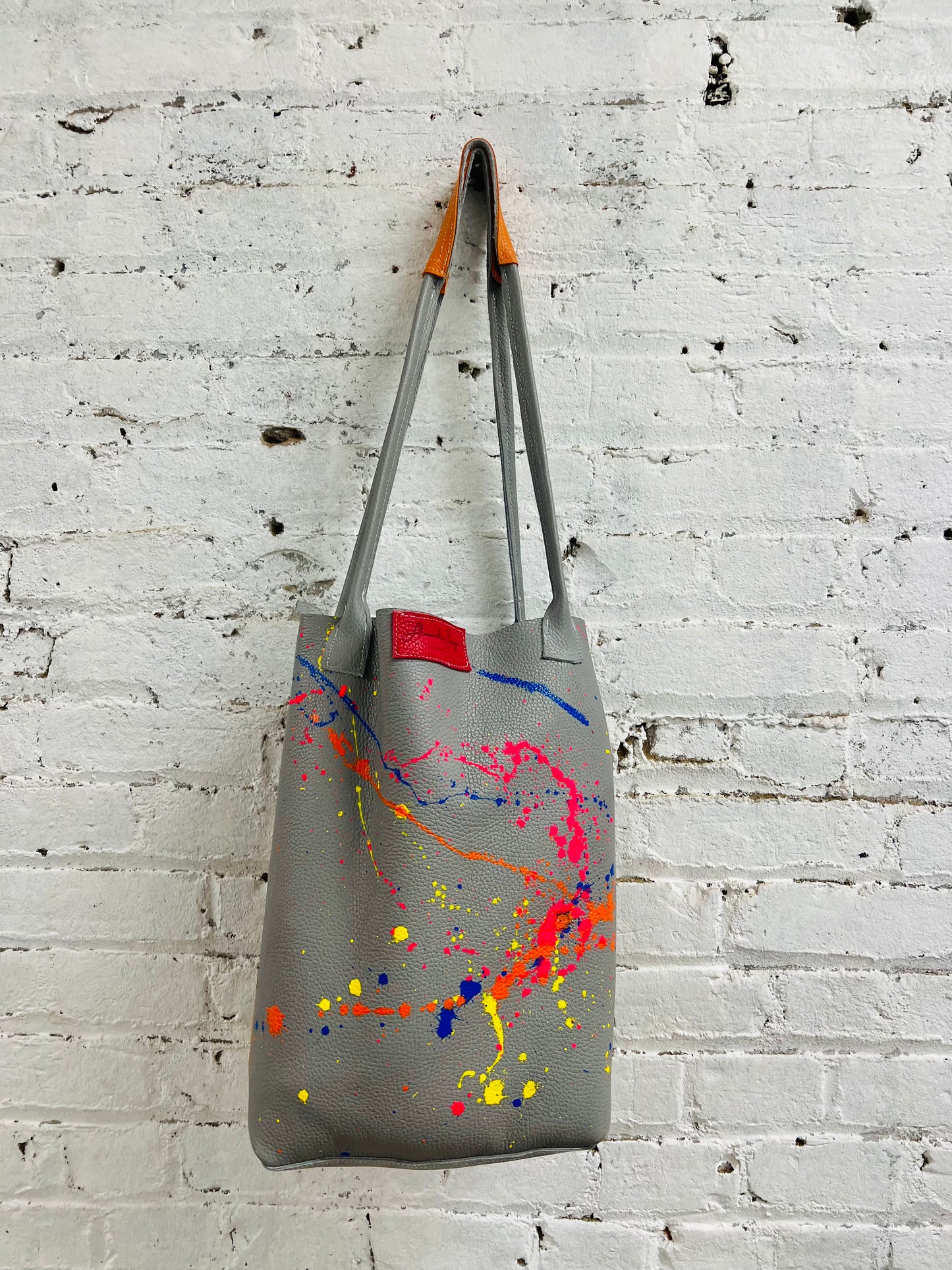 Mr Baldwin Handmade/ Painted leather tote-Alexander Boyce Studios