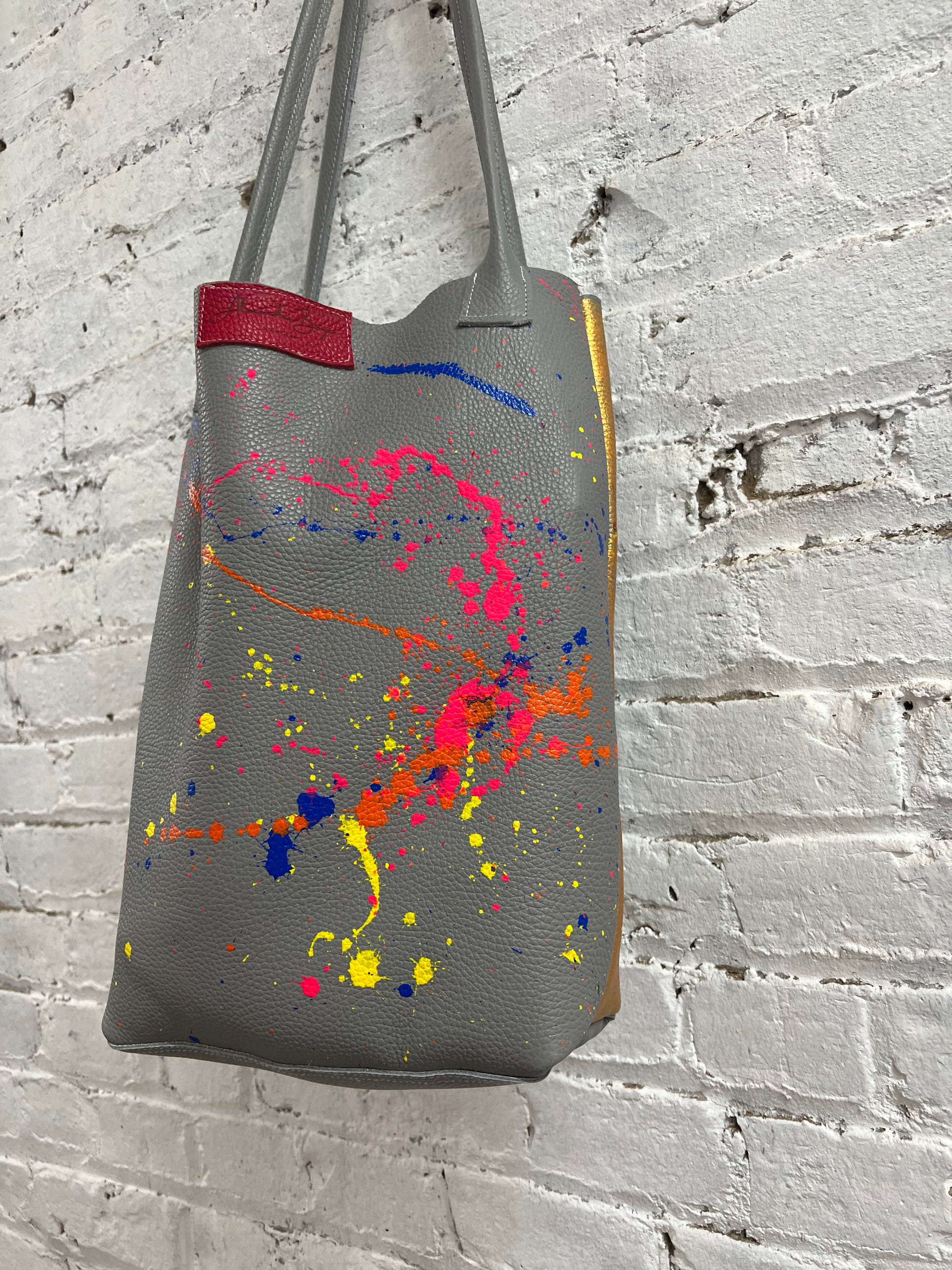 Mr Baldwin Handmade/ Painted leather tote-Alexander Boyce Studios