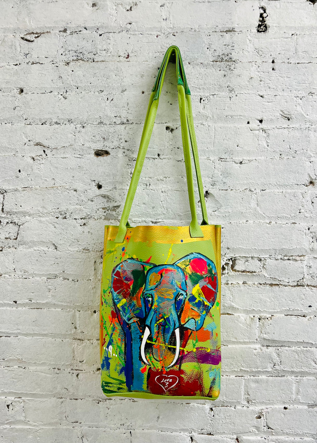 Pistachio Elephant handmade Leather tote