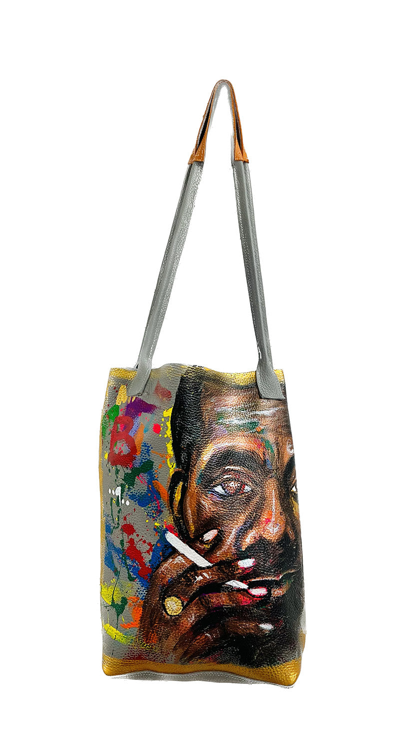 Mr Baldwin Handmade/ Painted leather tote-Alexander Boyce Studios